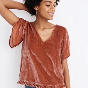 Madewell Pink Velvet Top